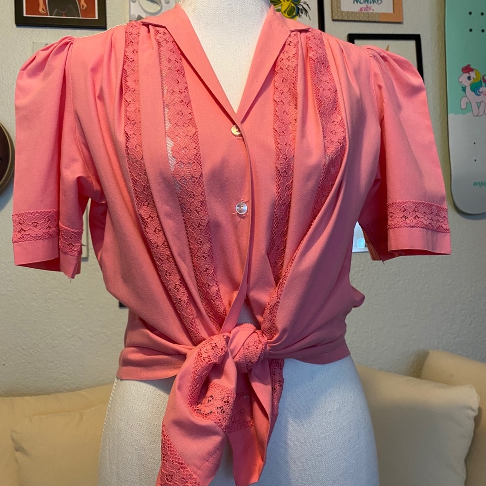 Pink Lace Button Up
